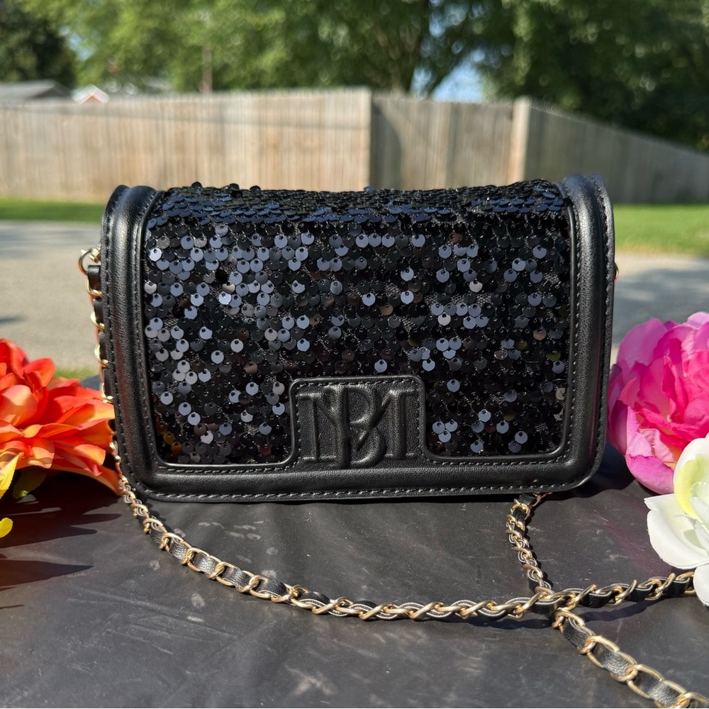 Badgley Mischka black sequin crossbody
